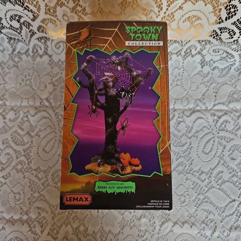 Lemax Spooky Town Spider Tree with Orange and Black